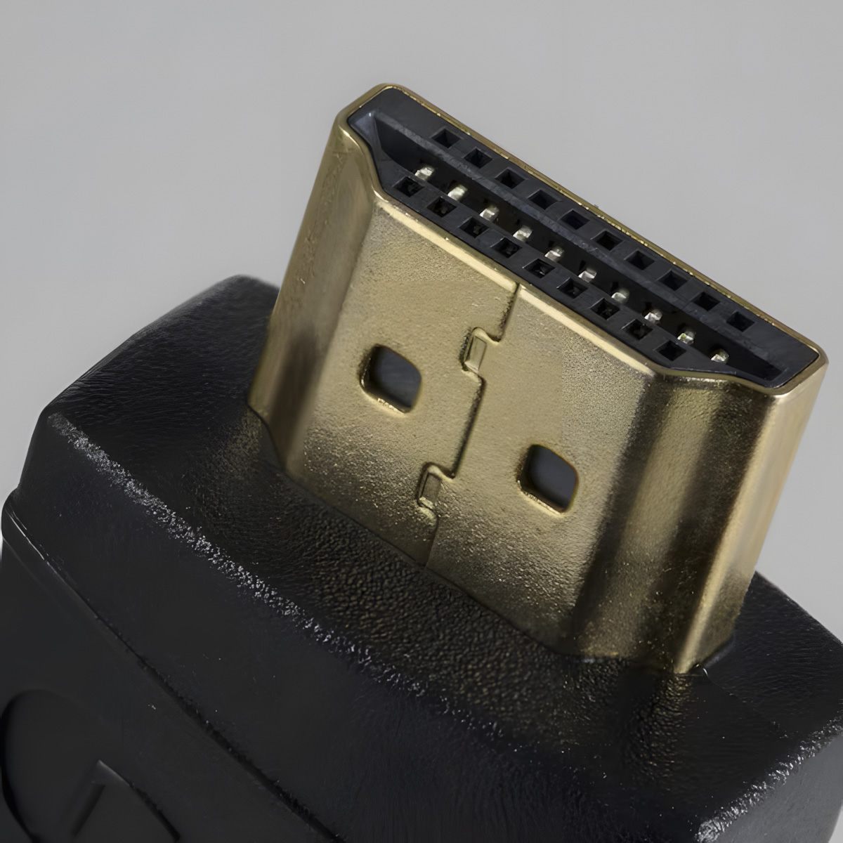 HDMI connector with gold pins and braided cable
