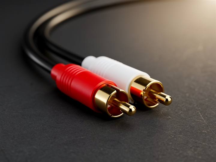 Red and white stereo pair of RCA phono plugs