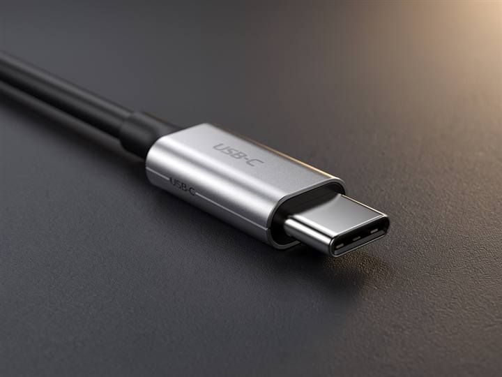 USB-C connector, small rounded oval metal plug